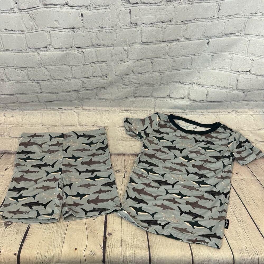 Millie + Roo Shark Pattern Bamboo Short Set